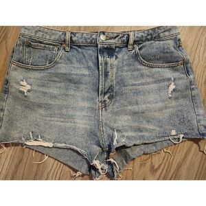 Wild Fable Cut Off Button Fly Distressed Jean Shorts Size 14 Medium Blue